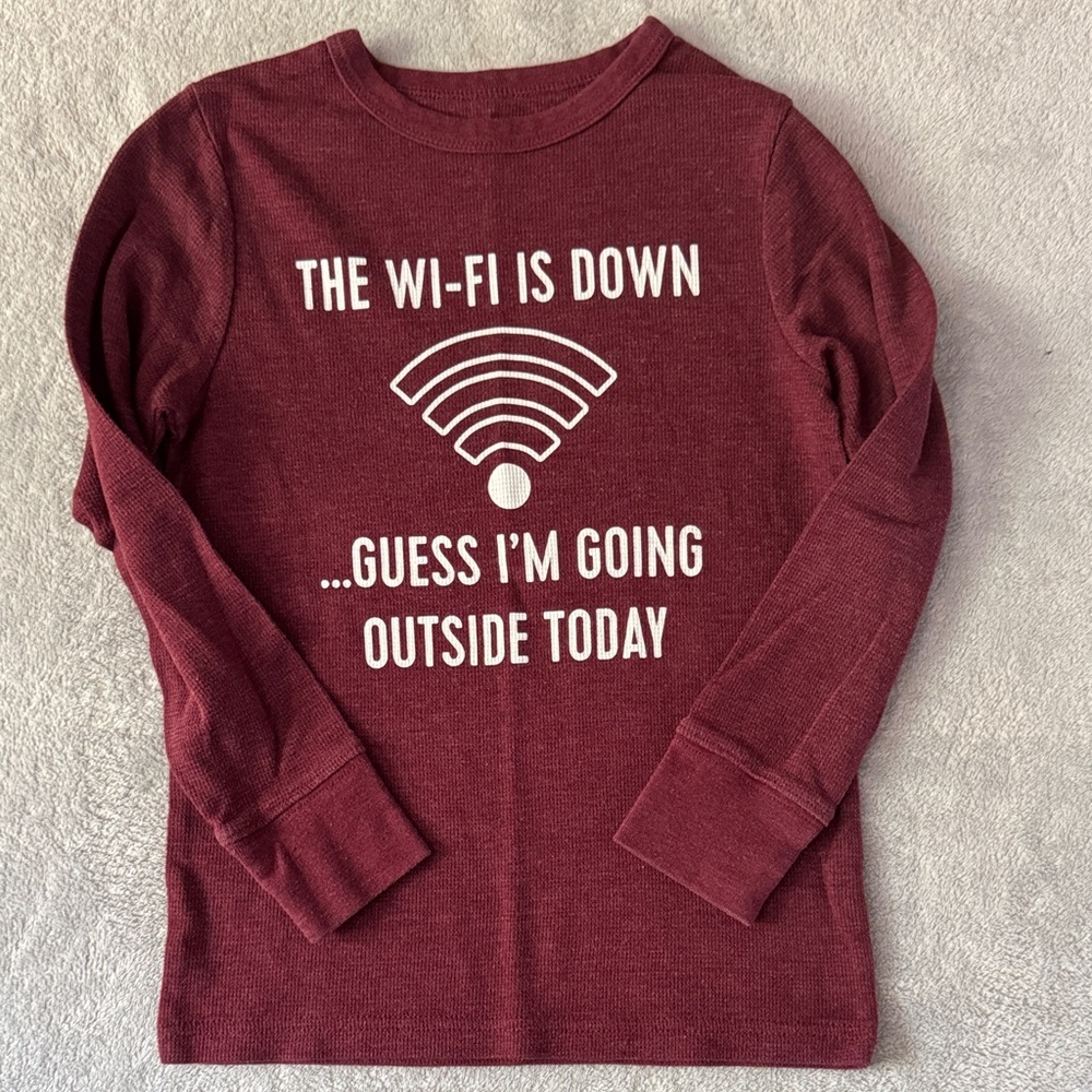 The Children's Place Maroon Long Sleeve Tee with Fun Wi-Fi Design